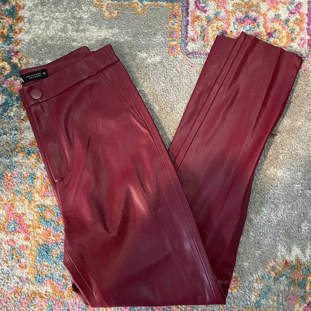 Zara red faux leather pants